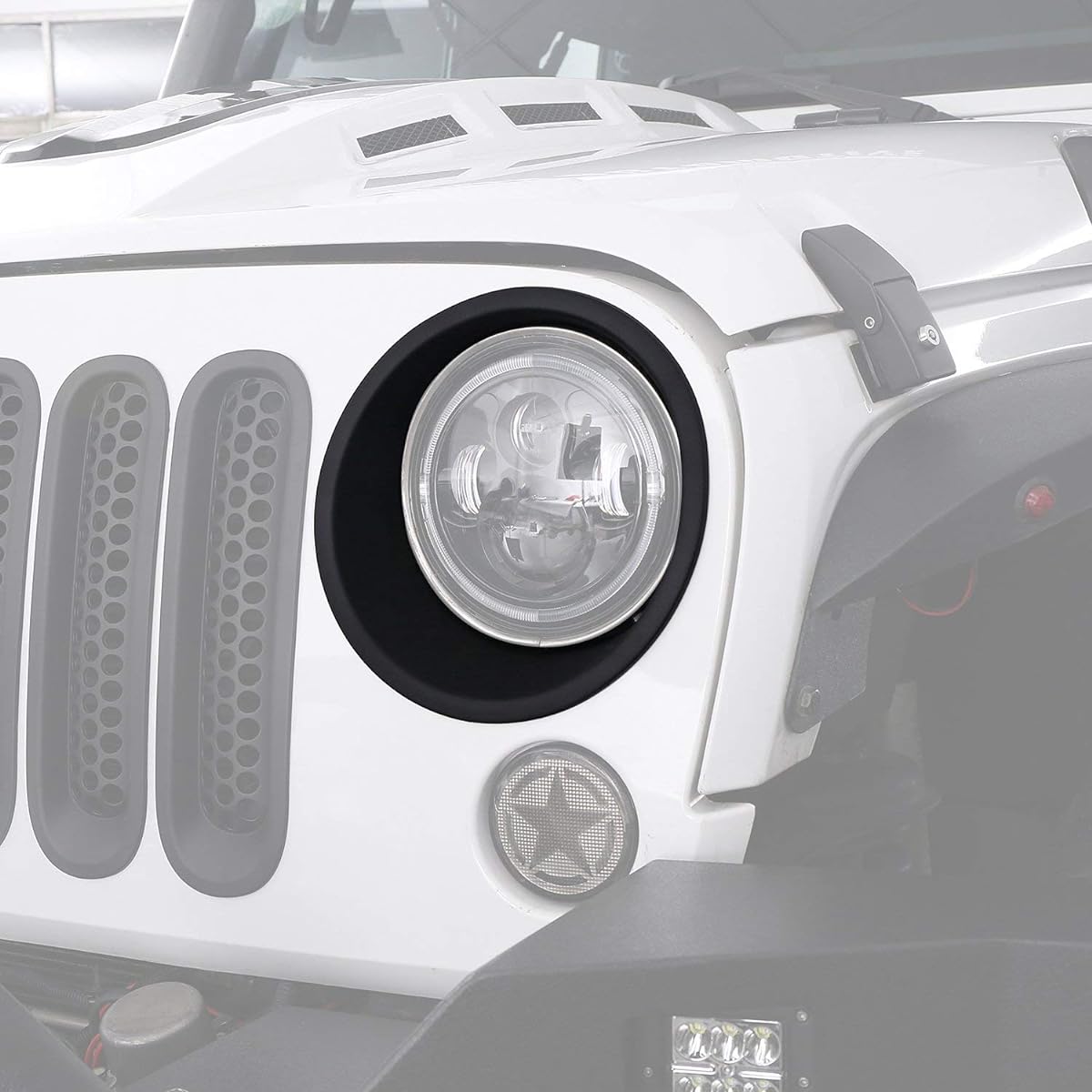 U-BOX Wrangler Headlight Besel Cover Insert Mat Black Head Lamp Trim WRANGLER JK & WRANGLER UNLIMITED 2007-2015 Compatible pair