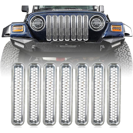 Push Button Front Grill Mesh Inserts Black 1997 – 2006 Jeep Wrangler tjunlimited (7 Pack)