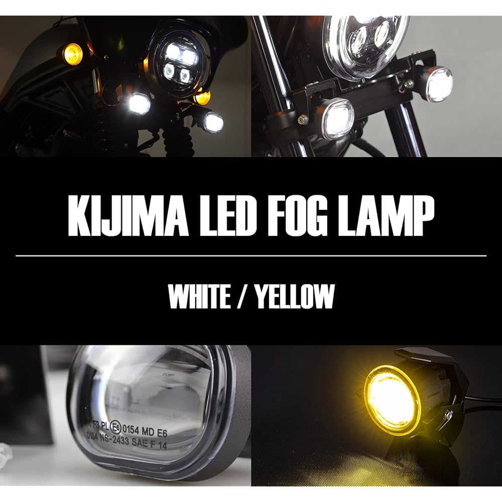 Kijima Motorcycle Fog Light Kit CT125 Hunter Cub (JA55/JA65) White LED Dustproof and Waterproof IP67 Equivalent Steel Black 205-6158
