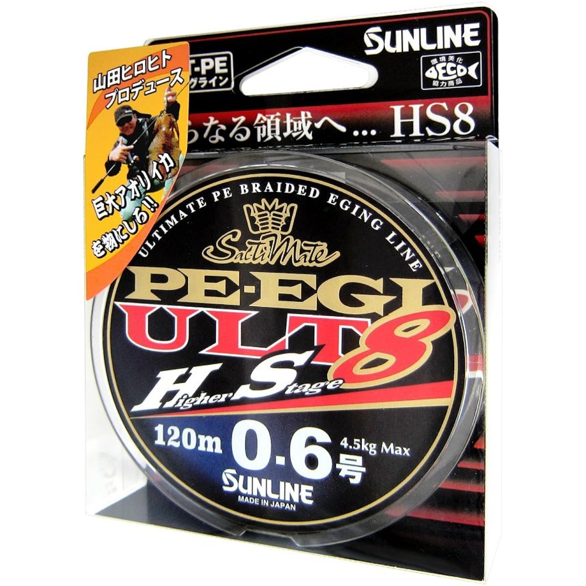 SUNLINE PE Line Saltimate PE Egi ULT HS8 120m No. 0.6 4.5kg 8 pieces White, Pink, Light Green