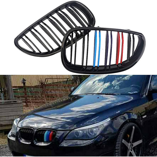 AOKAILI glossy M-TRI Color Kidney Grill ABS Grill 03-09 BMW E60/E61 5 Series compatible