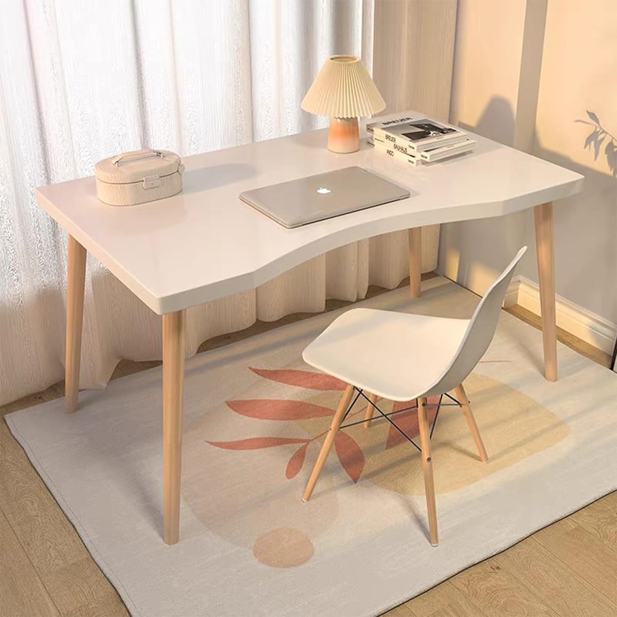 Home Desk, Wooden Work Desk, Computer Desk, Simple Computer Desk, Work Desk, Scandinavian Stylish… (80CM, White)