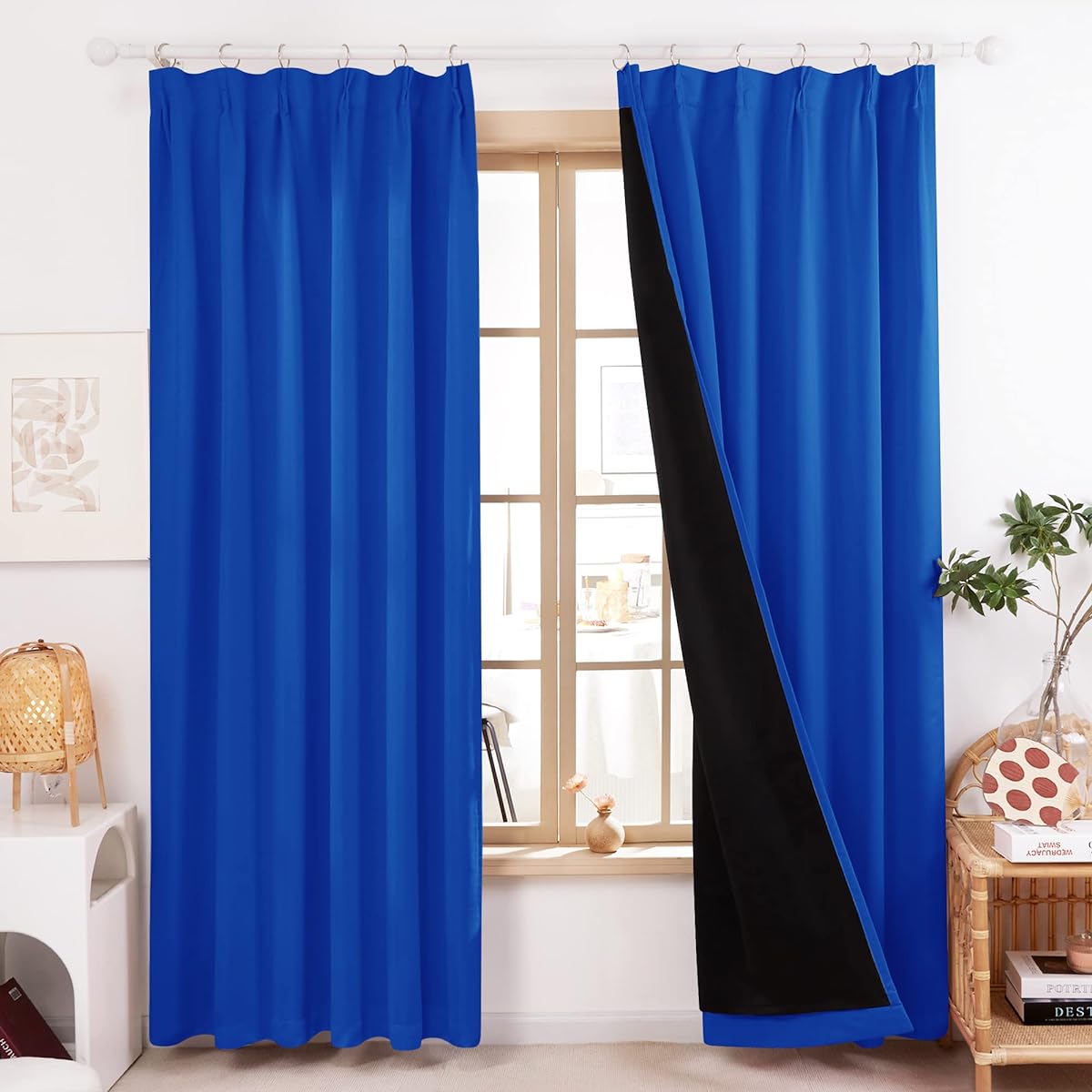 Deconovo 1st Grade Blackout Curtains, Width 100cm Length 230cm, Royal Blue, Memory Processed, Completely Blackout, UV Protection, Thermal Insulation, Energy Saving Measures, Day/Night Blindfold, Set of 2