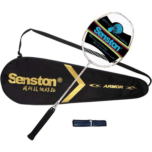 Senston Badminton Racket Graphite Carbon Fiber Single High-End Badminton Racket, 1 Grip Belt, 1 Racket Bag…