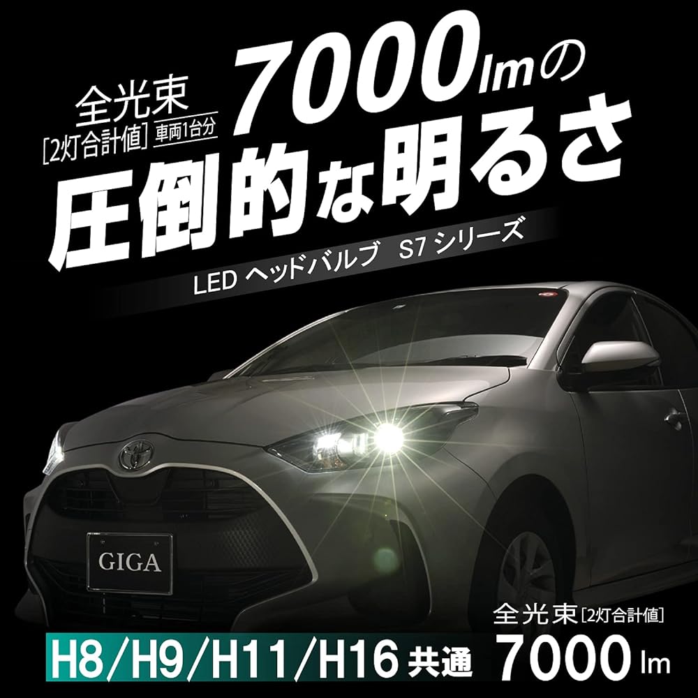Carmate GIGA Car LED Headlight S7 Series 5000K [Vehicle Inspection Compatible/] Natural White Light H8 H9 H11 H16 BW557