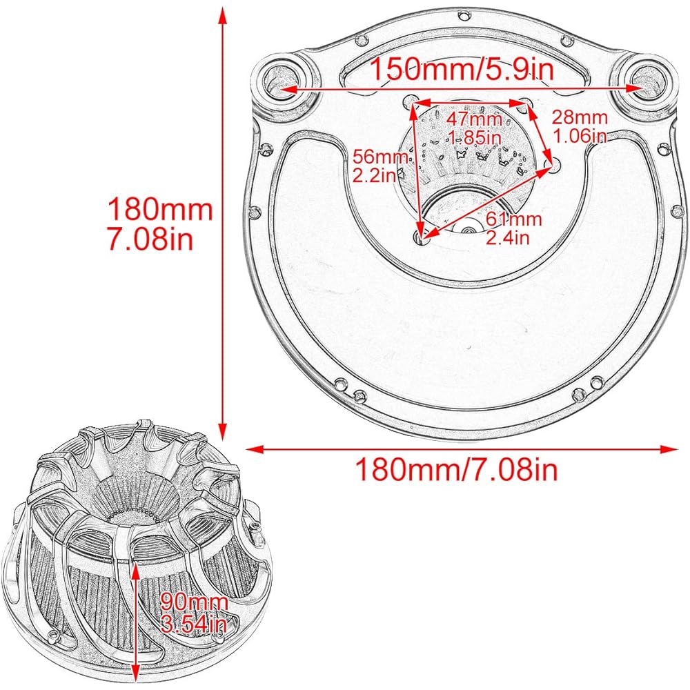 YHMTIVTU Motorcycle Intake Air Cleaner Air Filter for Harley Dyna Softail Touring
