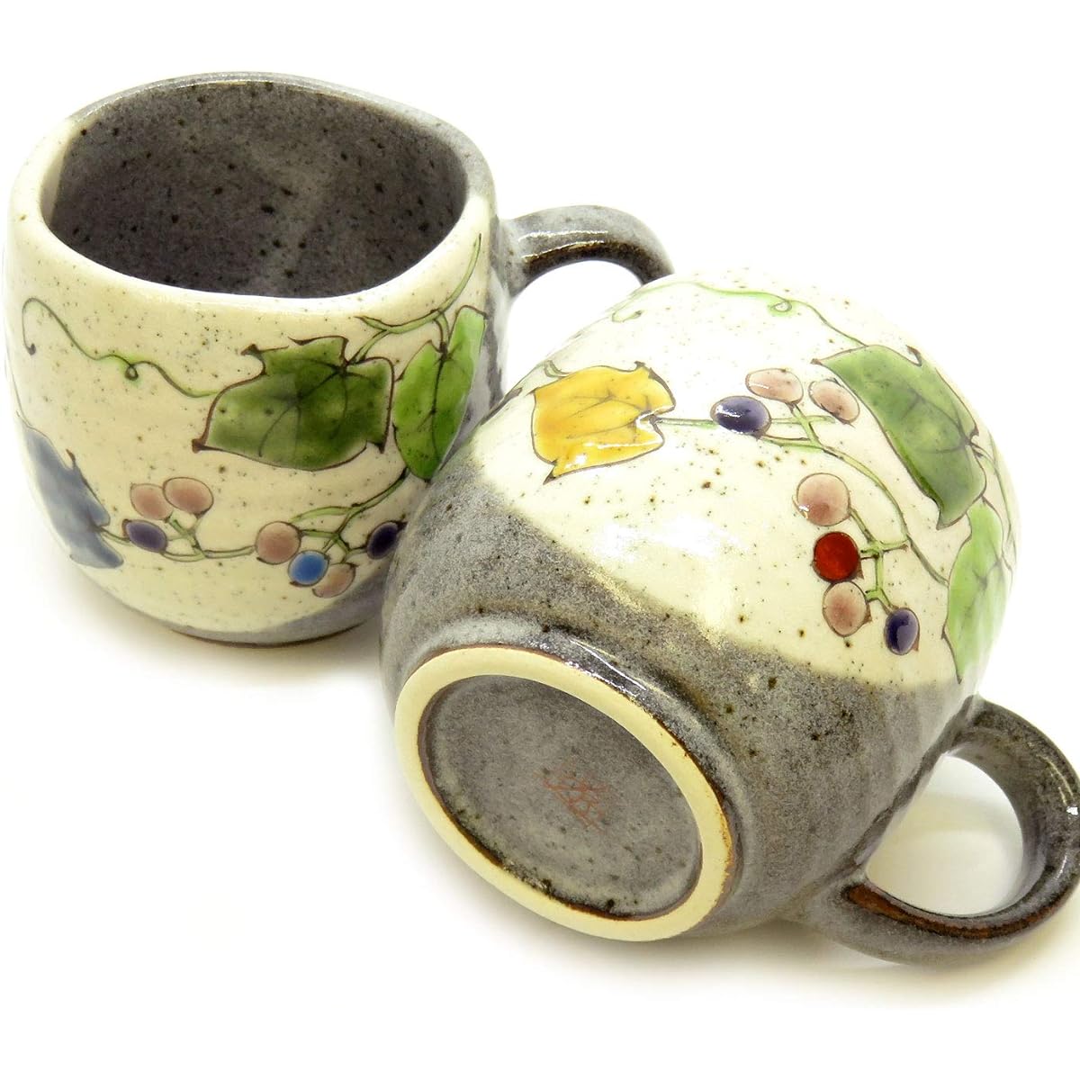 Kutani ware pair mug wild grape pottery tableware made in Japan brand