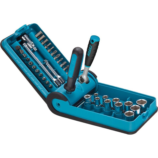 HAZET Socket & Bit Set Blue Smart Case 838 Pieces 10 Sockets 21 Bit Extension & Adapter Drive: Square & Hexagon 6.3mm (1/4 inch) 18 x 5 x 10cm [Regular Japanese Import Product] 856-1HP