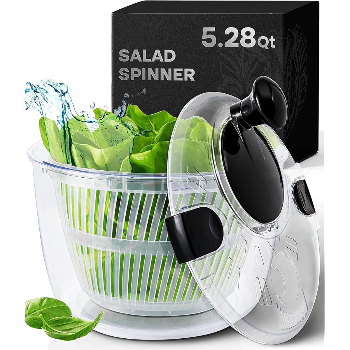 Neatness Large Salad Spinner with Drain, Bowl, and Colander - Quick and Easy Multi-Use Lettuce Spinner, Vegetable Dryer, Fruit Washer, Pasta and Fries Spinner - 5.28 Qt