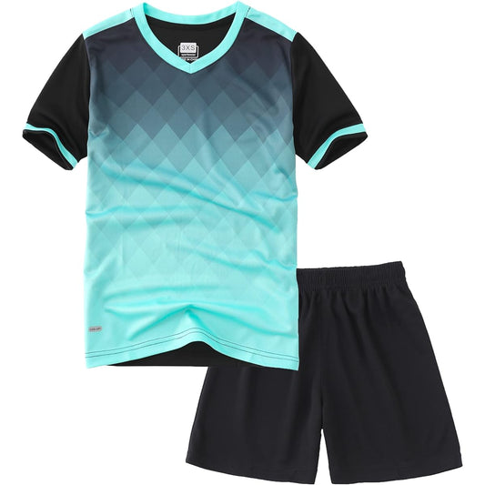 [Hiheart] Kids Soccer Jersey Futsal Baseball Junior Training Wear Top and Bottom Set Parent and Child Matching Short Sleeves Shorts