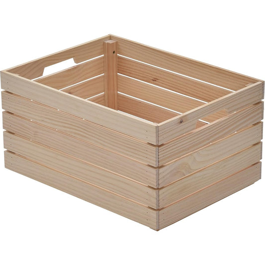 [Yamazen] Storage Box, Wooden Box, M, Deep, Width 50.5 x Depth 37.5 x Height 26.5 cm, Stackable, Natural Wood (Pine) Storage Case, Container Box, Assembly Product TWB-2550(NA)