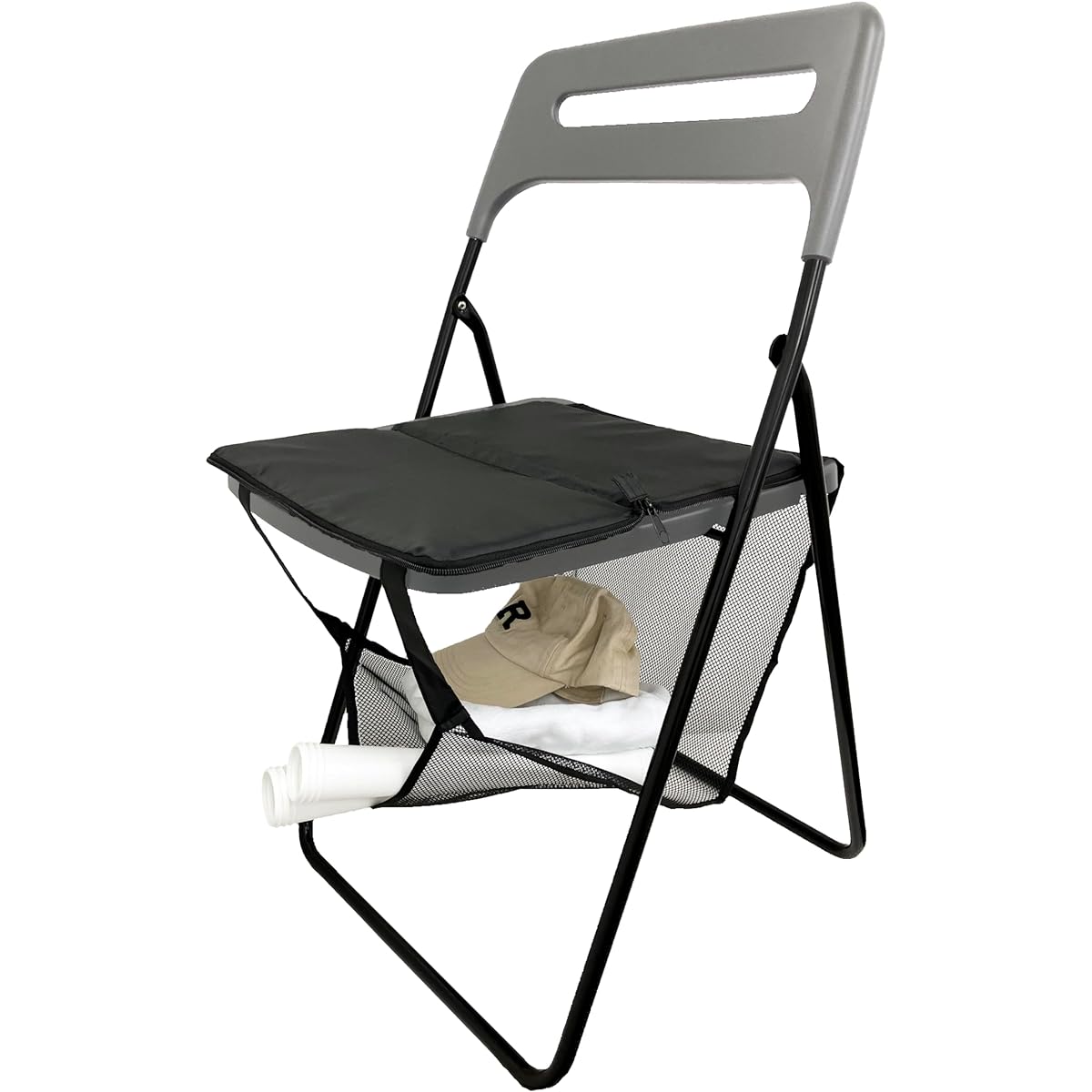 Folding Cushion Stadium Cushion Lightweight Portable Butt Mat Cushion Luggage Holder Cushion with Foot Net Seat Cushion Watching Sports Black Polyester 34 x 17 cm