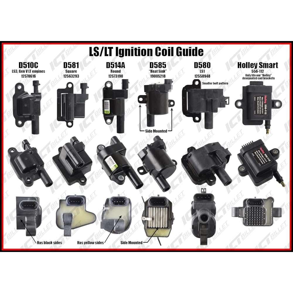 ICT BILLET LS1 American Billet Aluminum Ignition Spark Plug Coil Bracket Mount Valve Cover D580 12558948 LSX Chevrolet Camaro Pontiac Firebird 5.7L LS1 LS1 LS6 Only Swap 551642