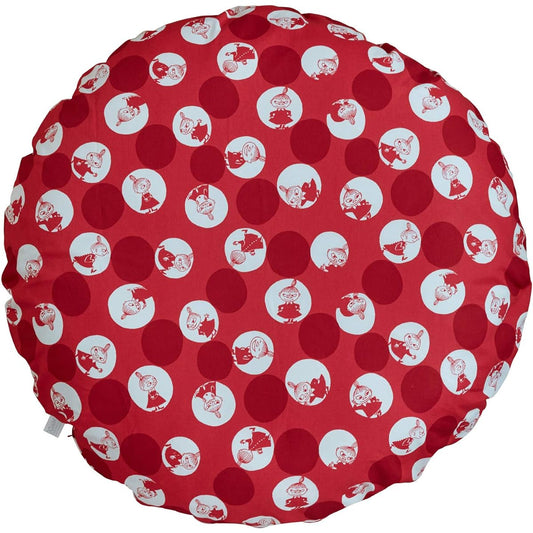 Quarter Report (MOOMIN) Moomin Fluffy Floor Cushion Polka Dot My Red Diameter 100cm Cotton Linen Antibacterial and Deodorizing Effect Cotton Round Round Macaron [Made in Japan]