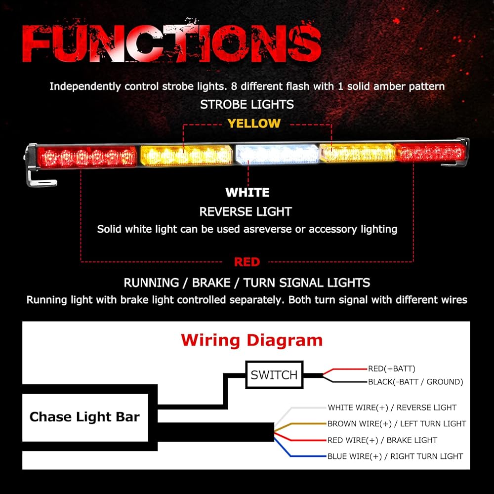 Offroadtown LED Chase Light Bar 30 inch OF Road Rear LED Chase Streburite Bar Winker River Birth Brake Light UTV RZR Polaris YAMAHA 4X4 Denu Buggy CAN-AM