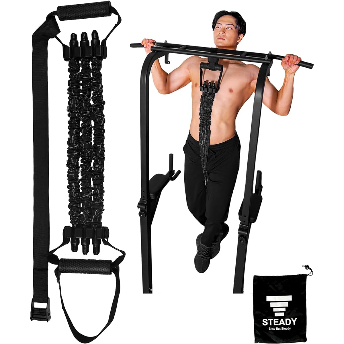 STEADY Pull-up Assist Tube [With Handle/Adjustable Pull-up Assistance Up to 85kg/Suitable for Women] Muscle Training Tube Pull-up Bar Pull-up Machine ST122-85