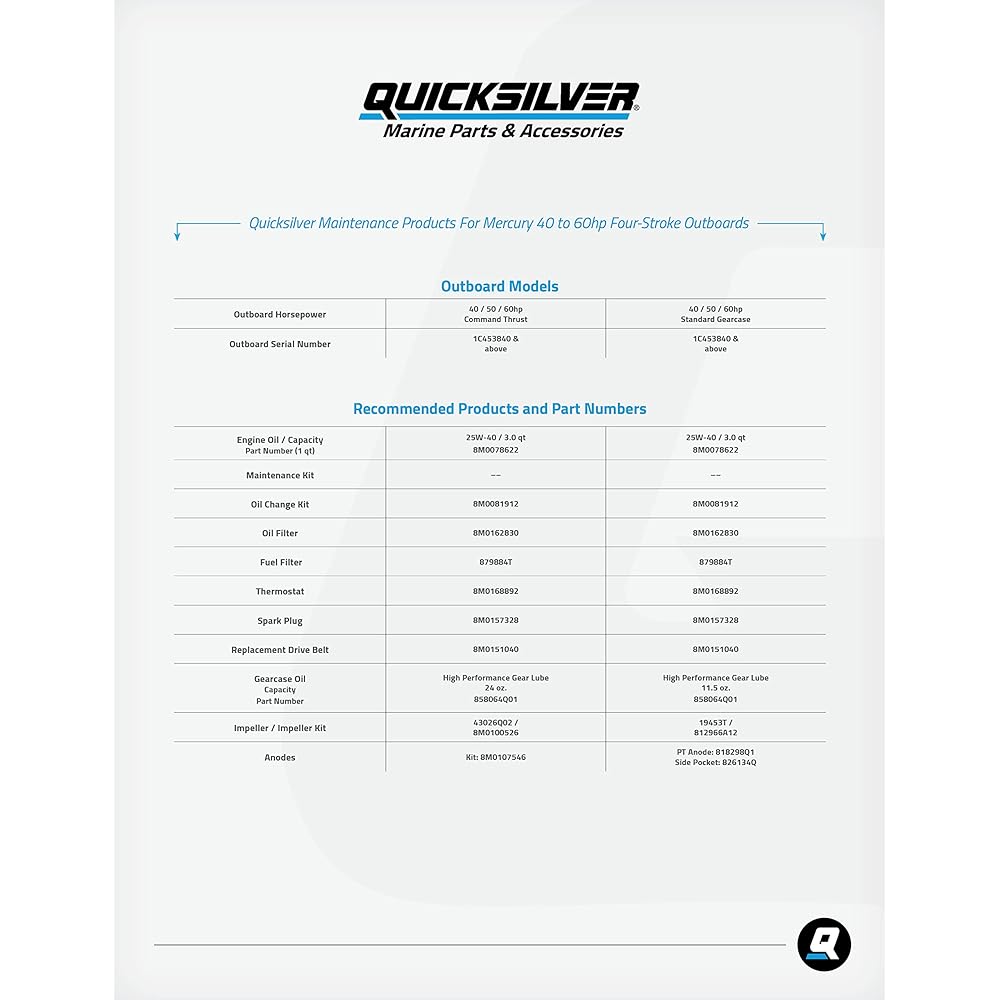 QuickSilver 43026Q02 Water Pump Imperer OEM MERCURY 200-300 HP Verado and 250-450 HP RACING 4 Stroke outsiders