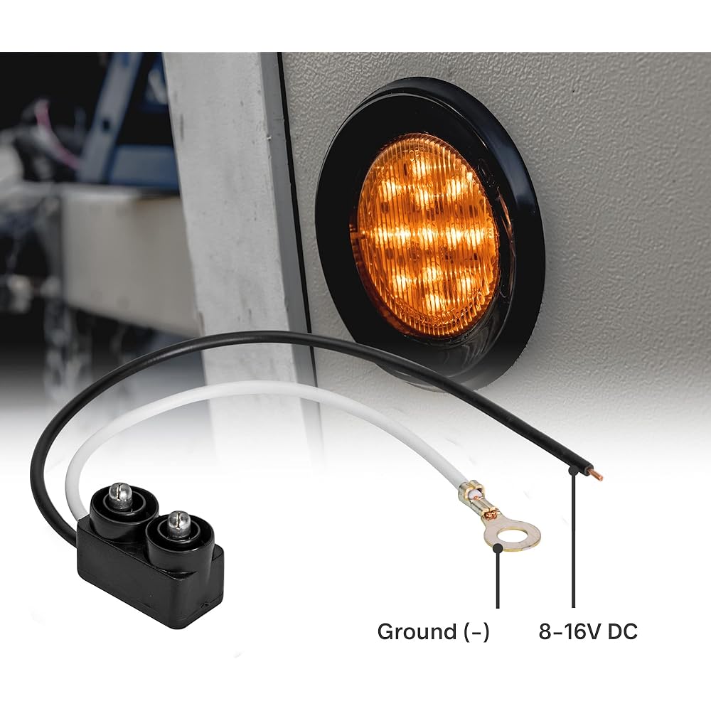 4 pieces 2.5 -inch amber round trailer LED clearance marker light [dot FMVSS 108] [SAE P2] [reflected lens] [Gromet] [Flash mount] [waterproof IP67] Trailer truck Marker Clearance Light