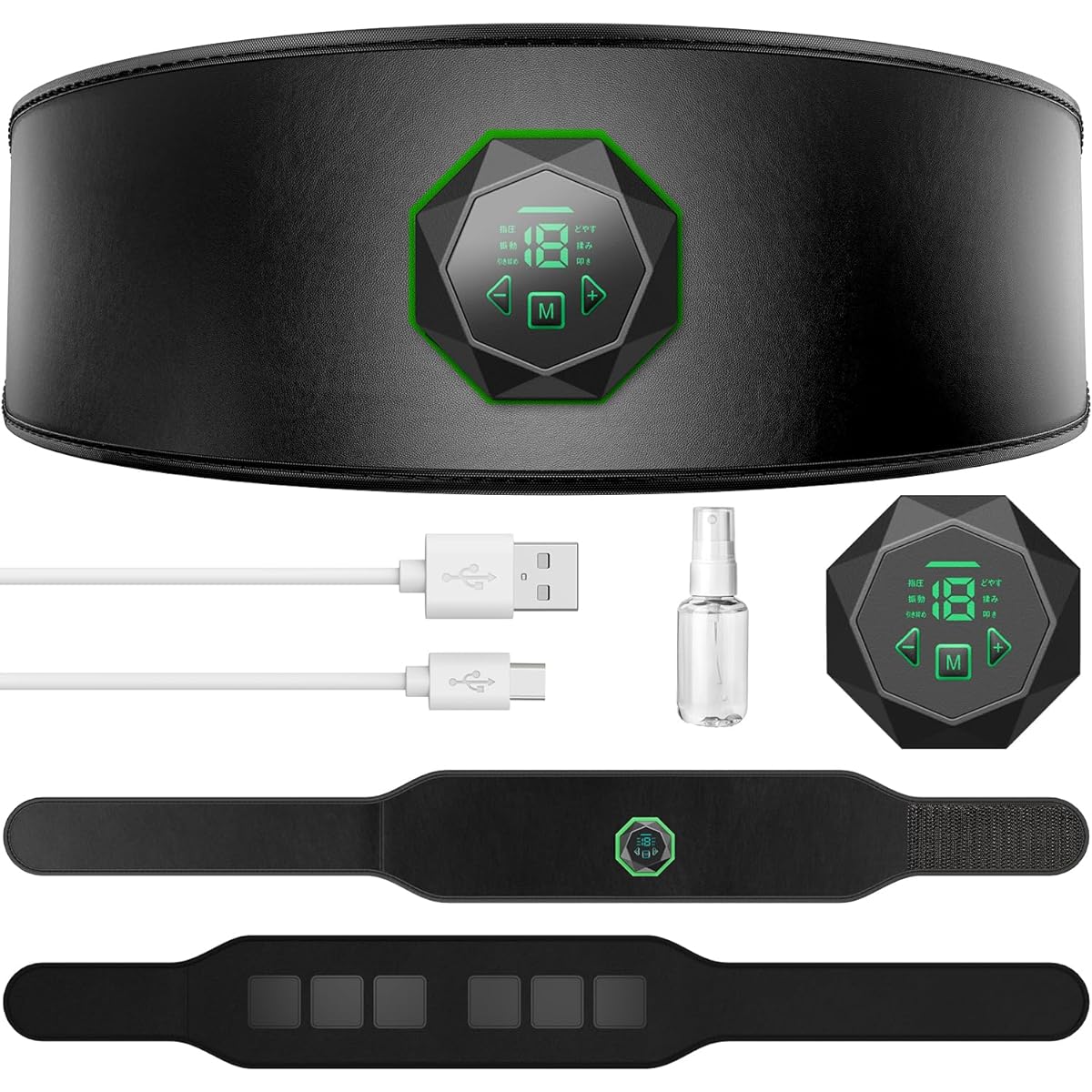 [2024 Improved Model/No Gel Sheet Required] EMS Abs Belt, No Gel Sheet Required, USB Rechargeable, Muscle Training Equipment, LCD Display, Abs Machine, Abs Machine, EMS Abs Belt, 6 Types of Modes, 19 Levels of Intensity, Abs Pad, Unisex, Japanese Instruc