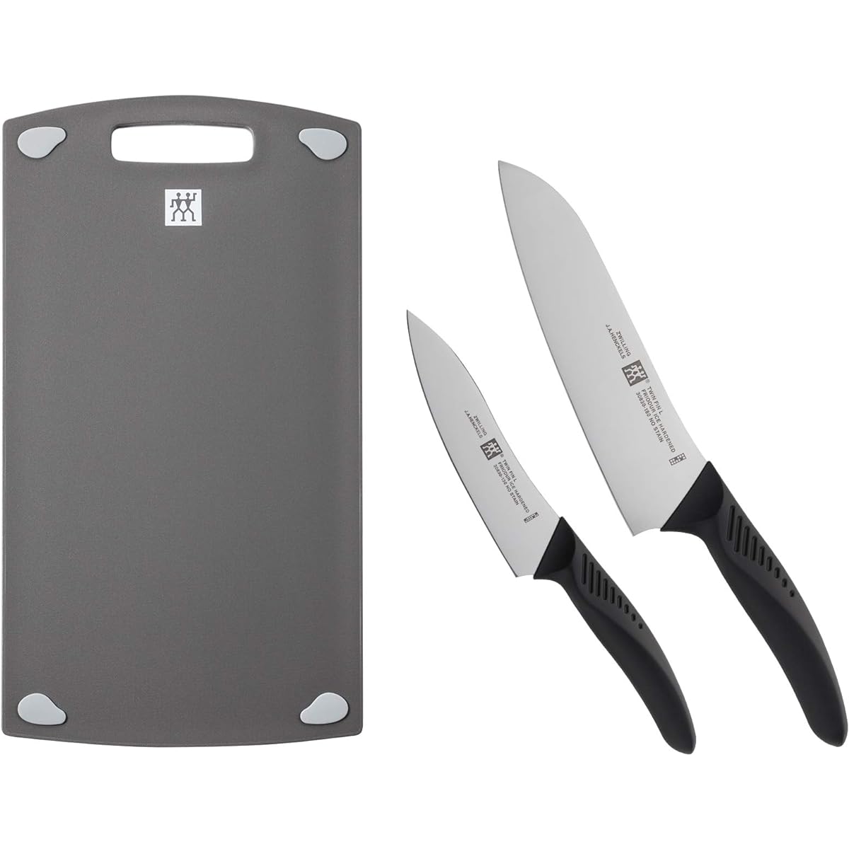 Zwilling "Twin Fin L Multipurpose/Pettit/Cutting Board 3pcs Set" Santoku Knife Cutting Board Gift Stainless Steel Dishwasher Safe 30830-010