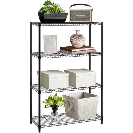 FDW 3 Tier 4 Tier 5 Tier Steel Rack Metal Rack Kitchen Rack Pole Diameter 19mm Rust Resistant Rust Resistant Shelf Can Be Used Anywhere Height Adjustable Storage Shelf Rack (4 Tiers, Black)