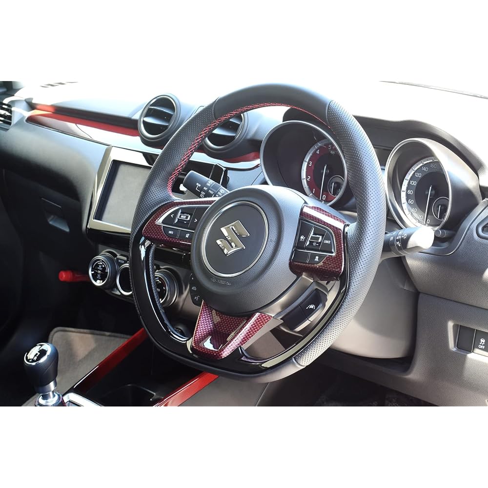 SecondStage Suzuki Swift Sport ZC33S Swift Steering Panel Red Carbon Style S034D1R
