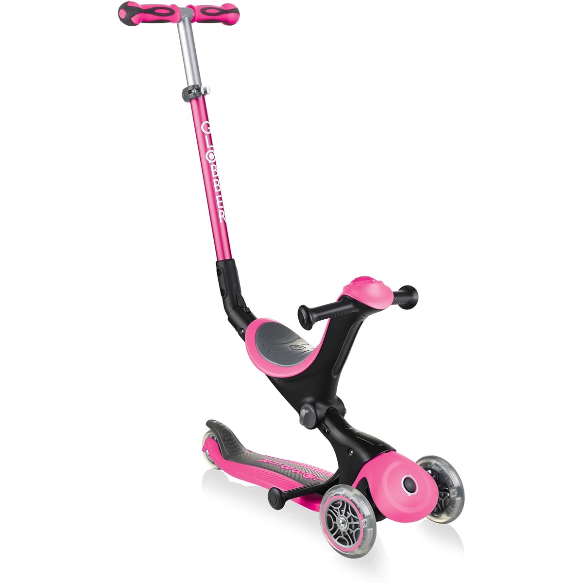 GLOBBER Kickboard, 3 wheels, for children from 1 year old, adjustable height, outdoor play, exercise, play, kick scooter, go up/deep pink WLGB644110