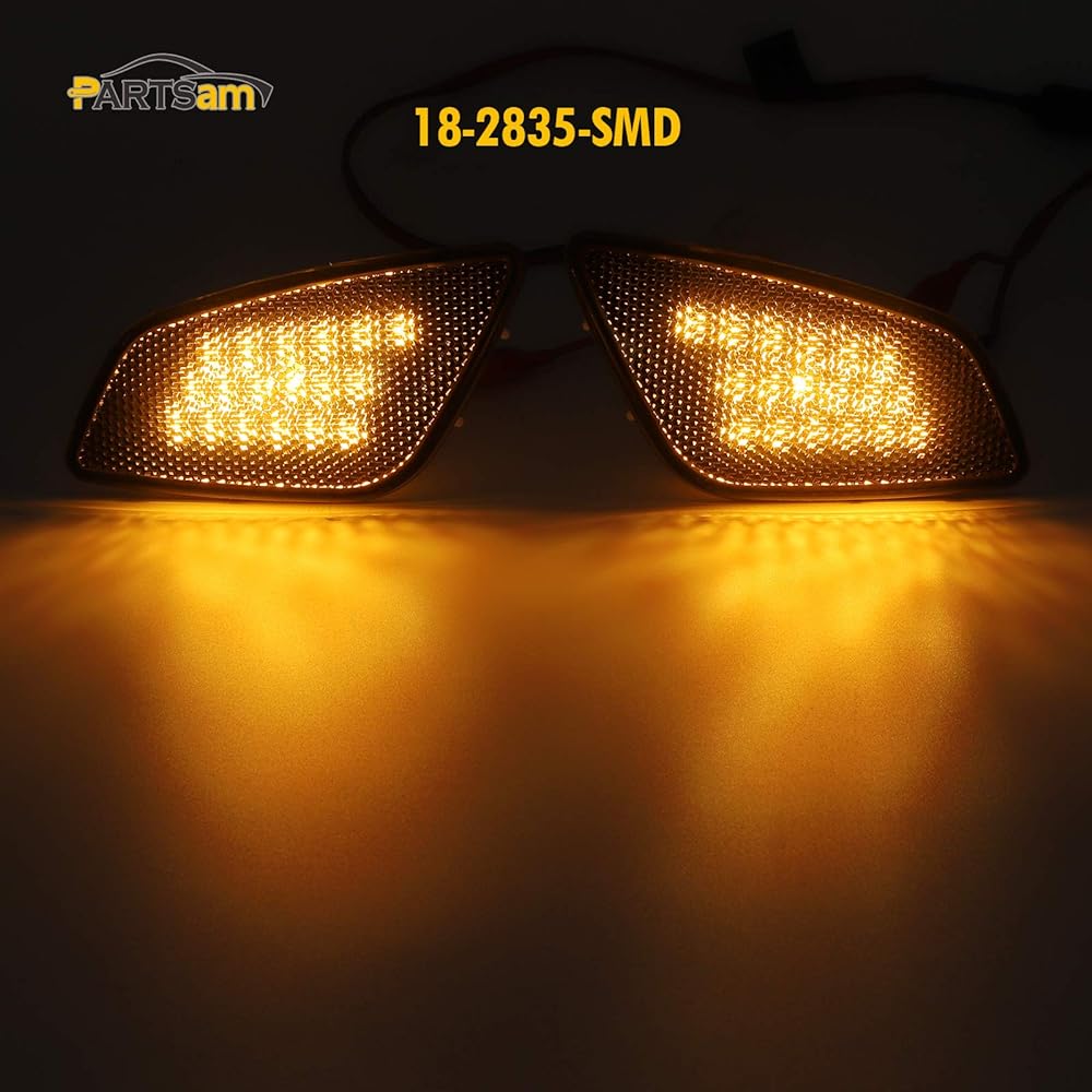PARTSAM Amber LED Front Fender Marker Light Lamp Acembred Lens WRANGLER TJ 1997-2006 Winker Parking Light Lamp Left+Right 55155629ac 5155628ac (2 packs for 2 pieces)