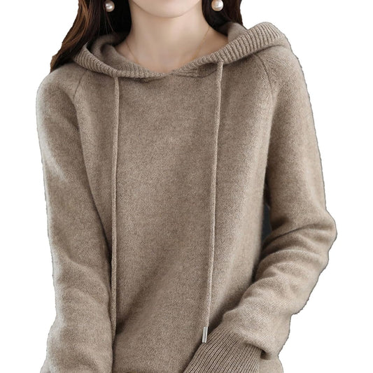 V.for.M Hooded Knit Women's Parka Long Sleeve Pullover Loose Autumn/Winter Tops