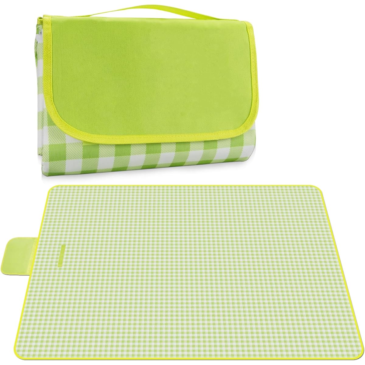 Qosea Leisure Sheet, Picnic Sheet, Large, 78.7 x 78.7 inches (200 x 200 cm), For 4 - 8 People, Folding Mat, Waterproof, Moisture-Proof, Compact Storage, Portable, Outdoors, Checkered Pattern, Suitable