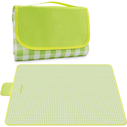Qosea Leisure Sheet, Picnic Sheet, Large, 78.7 x 78.7 inches (200 x 200 cm), For 4 - 8 People, Folding Mat, Waterproof, Moisture-Proof, Compact Storage, Portable, Outdoors, Checkered Pattern, Suitable