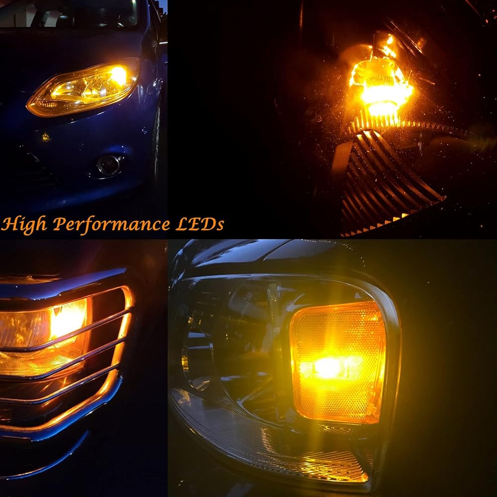 Alla Lighting Super Bright T10 194 LED Bulb High Power 3014 18-SMD 12V LED 194 168 2825 175 W 5 W Light Bulb Wedge License Plate Interior Map Dome Trunk Cargo Side Marker Light, Amber Yellow (Set of 2)