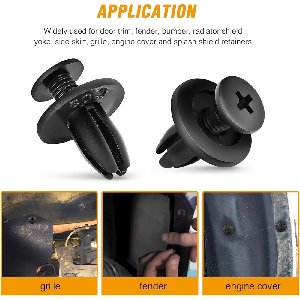 GOOACC 120PCS Car Bumper Retainer Clips & Nylon Fasteners Rivet Kit Door Trim Panel Clips Bumper Push Rivet Clips for Toyota 6mm 6.5mm 7mm 8mm 9.5mm 9.8mm, 1PC Fastener Remover