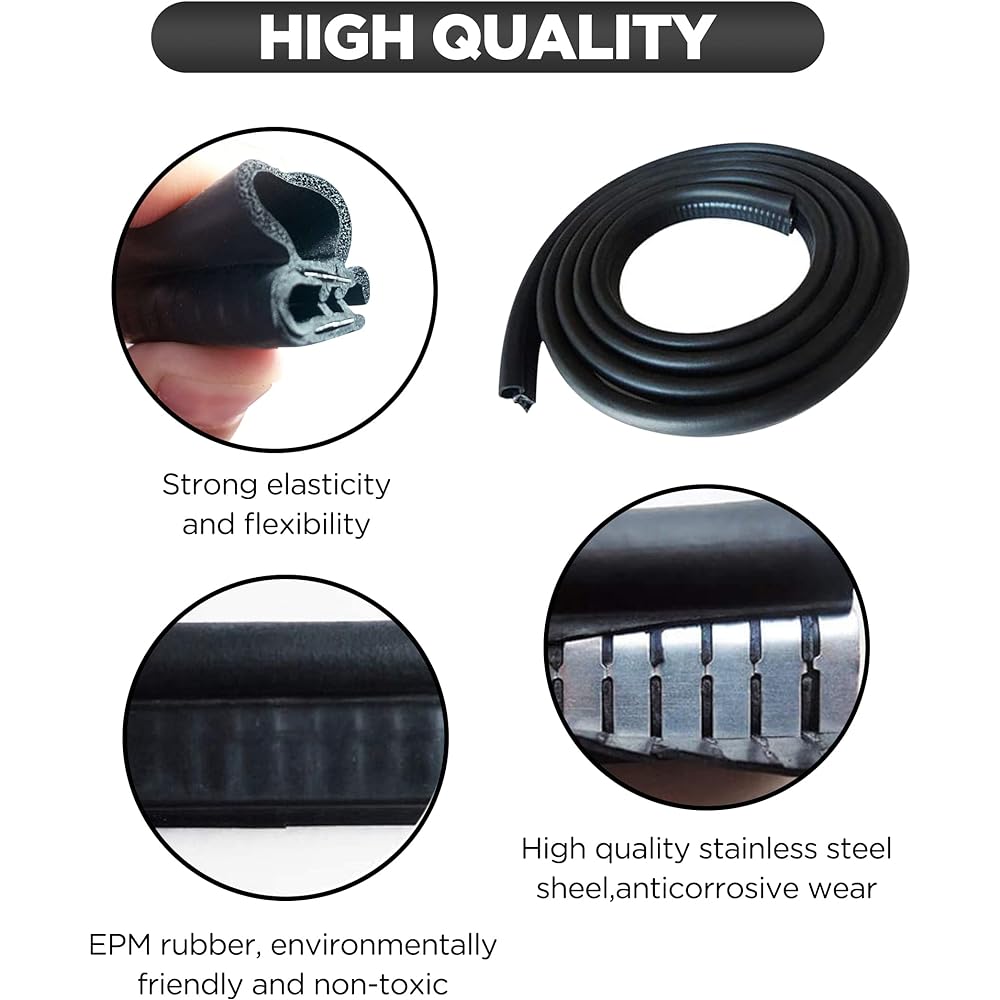VAGURFO Rubber Edge Trim Weather Stripe Dore Rug Seal Strip Trim Seal For Weather Strip Edge Gard Car Boat RV Truck For Home Application (10 feet)