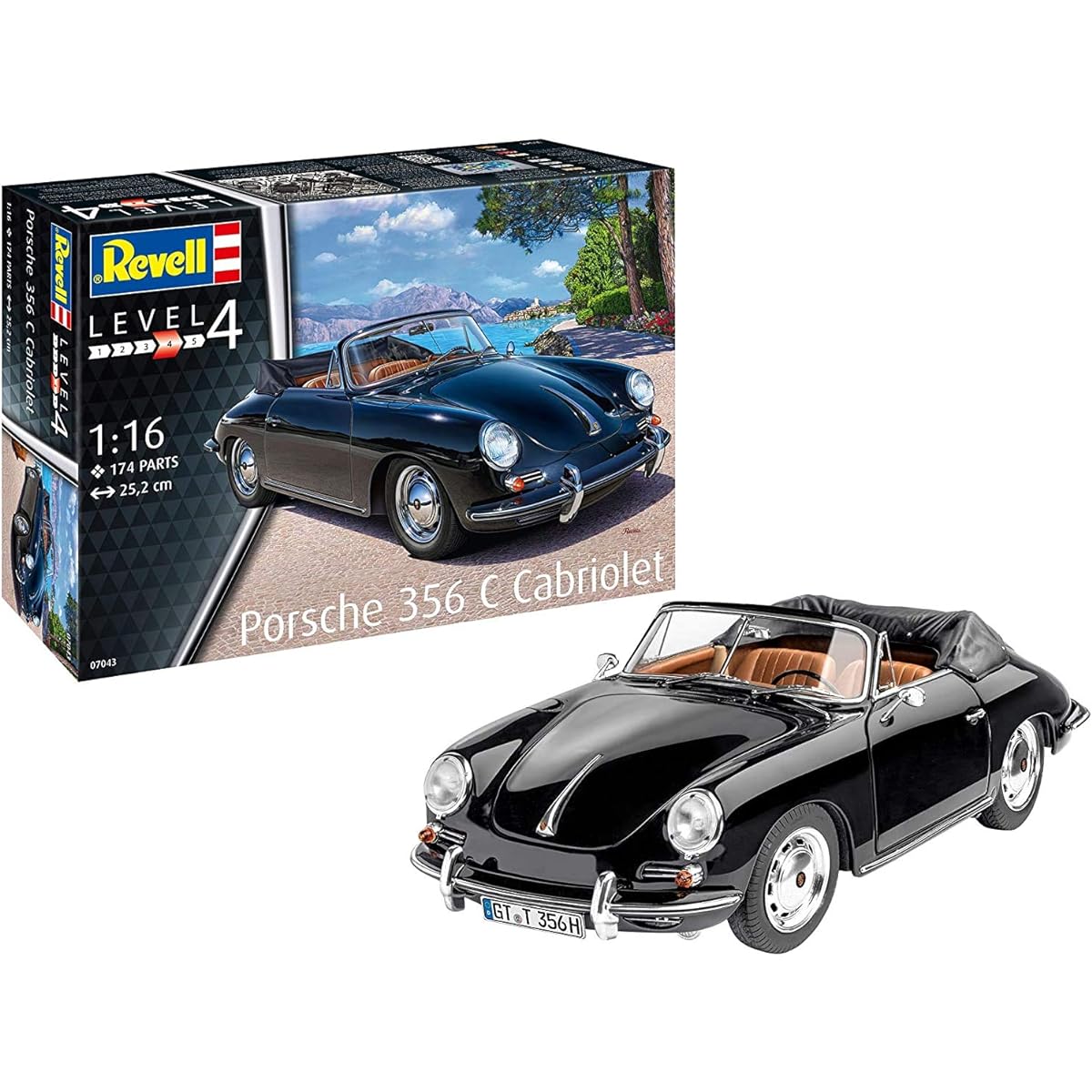 German Level 1/16 Porsche 356 Cabriolet Plastic Model 07043 Revell_07043