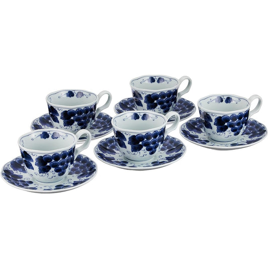 Mino Ware Coffee Bowl and Dish Set of 5 Buto 797-63-36E(5)