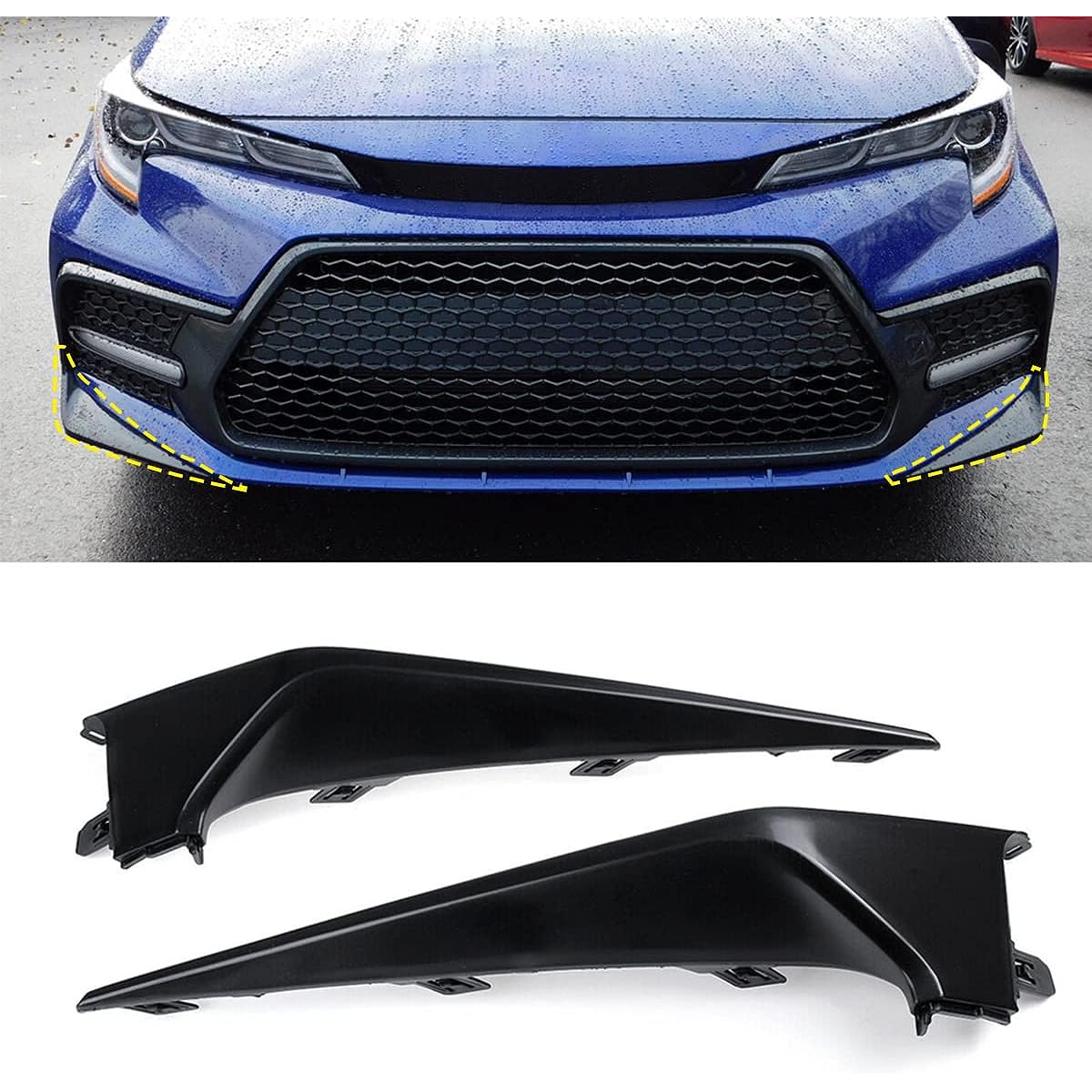 Front bumper lower lip guard molding trim 2020 2020 2021 Replacement driver for Toyotakorola SE XSE and passenger side lip printter cover cover spoiler defluser deflector black trim set
