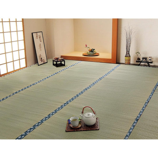 Ikehiko Corporation Igusa Rug Smile Honma 6 tatami mat approx. 286 x 382 cm Made in Japan Overlay Carpet Double Weave Hiba Processing #1104286 Beige