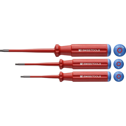 PB SWISS TOOLS 3 Piece Set Swiss Grip Classic Handle Type Insulated Hexalobe Driver Set Slim Tip Shape 5549.SL