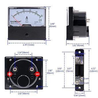 BAOMAIN DH-670 DC 0-50A Analog Amplifier Panel meter current meter current total 75mV shunt