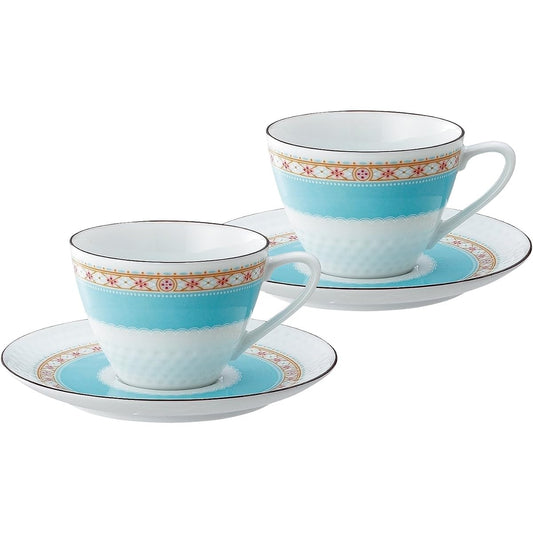 Noritake Cup & Saucer (Pair Set) (Coffee Tea) 125cc Humming Blue 2 Customers Blue Fine Porcelain P5389L/1645