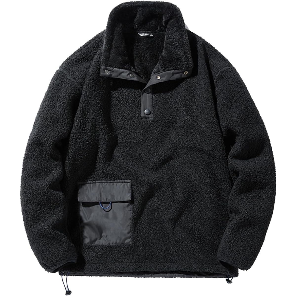 [Manatsulife] Men's Tops Parka Pullover Sweatshirt Fleece Jacket Boa Fleece Standing Collar Fluffy Large Size Plain Thick Cold Protection Thermal Windproof Anti-Static Warm Winter Clothes 2261