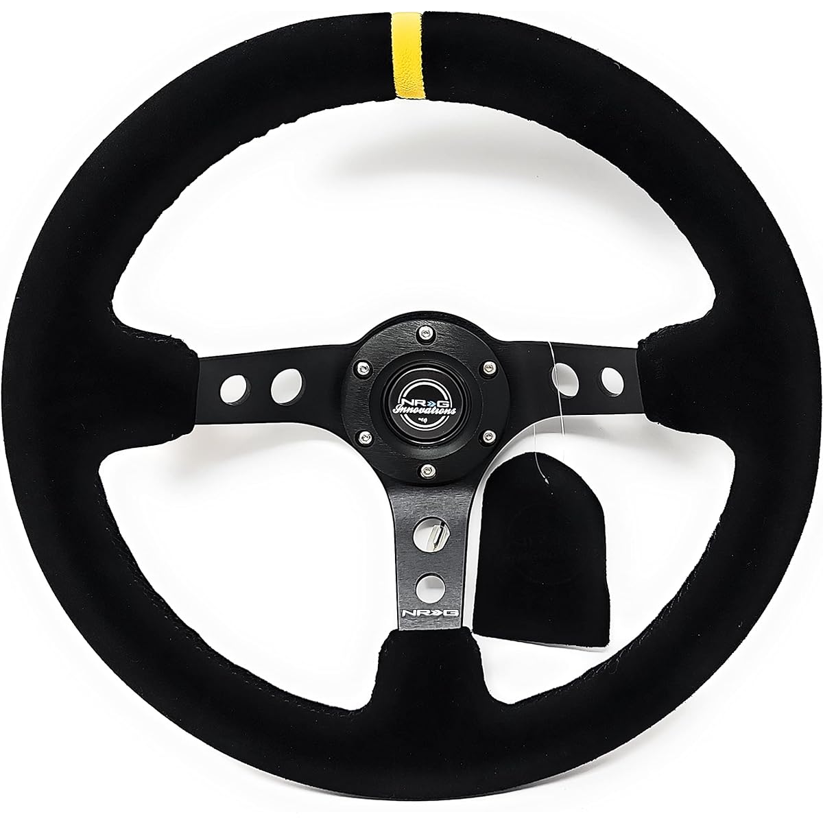 NRG Handle Cover --06 (Deep Dish) --350mm (13.78 inch) - Blacks Edo Black Spokes / Yellow Stripe -Part No. ST -006S -Y NRG Innovations