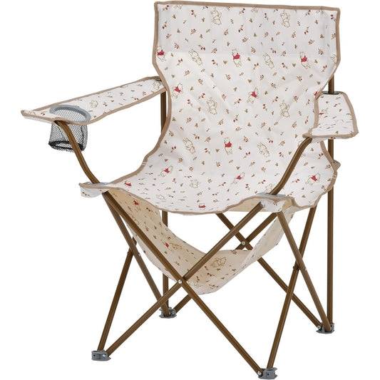 CAPTAIN STAG Disney Outdoor Chair Chair Lounge Chair with Shelf Mock Drink Holder Storage Bag Included Winnie the Pooh/Hello MA-1094