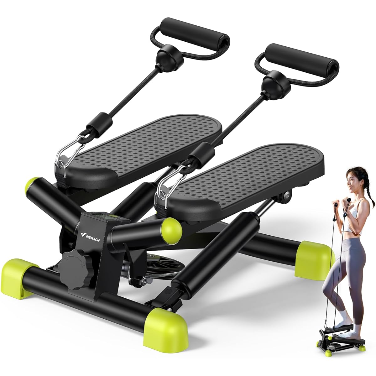 Stepper MERACH Health Stepper with Exercise Band/Monitor Full Body Training Foot Stepper Quiet Design Compact Mini Stepper Foot Health Equipment Home Training