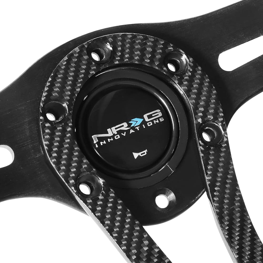 NRG Innovations NRG-RST-002RCF Enhanced Handle Cover 320mm Sports Lightweight Carbon Center Spokes Black Leather and Rivet
