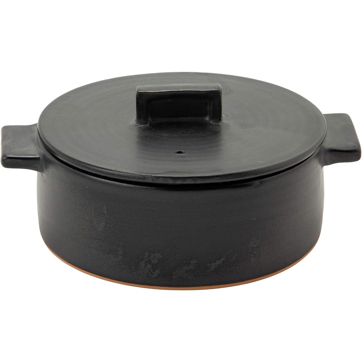 Rikizo Earthen Pot Duman for 1-2 People Black Diameter 22.5 x Depth 18 x Height 10.5cm 1.15l Made in Japan R-883204
