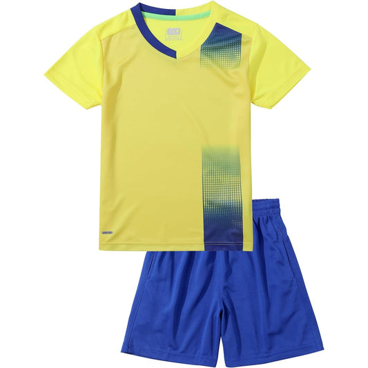 [Hiheart] Kids Soccer Wear Set, Short Sleeves, Shorts, Children, Boys, Junior Soccer Jersey, Training Top and Bottom Set, 2 Pieces, Summer, 120cm~180cm