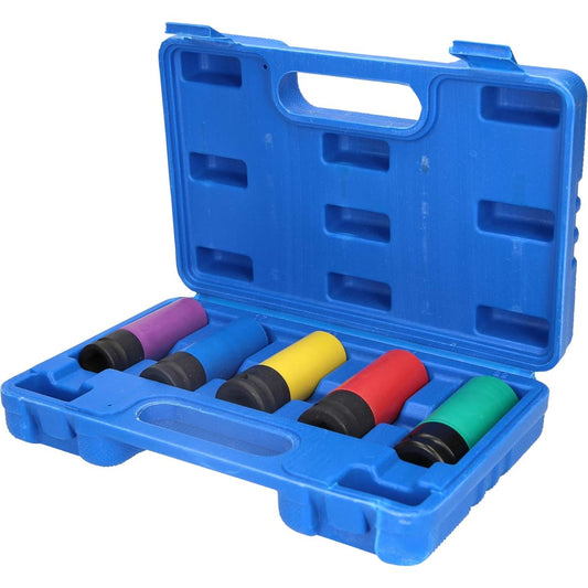 KS Tools 1/2" Impact Socket Set for Aluminum Rims 15 / 17 / 19 / 21 / 22mm 5 pieces BT691010