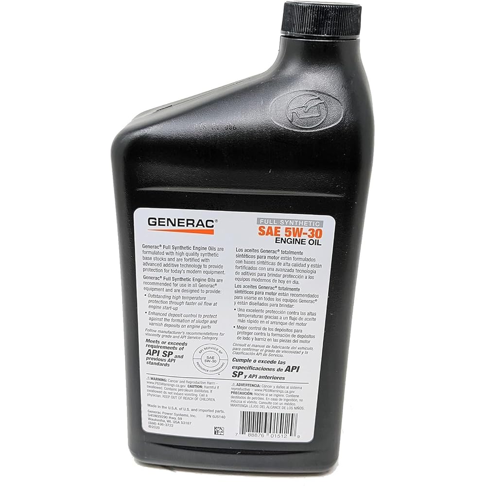 GENERAC 5W-30 Complete Synthetic Oil Change Kit 2 Quart Oil and Filter